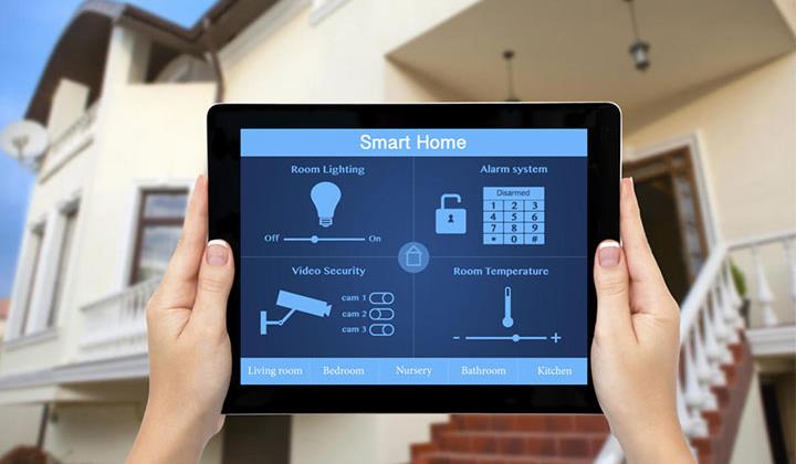 Tablet showing smart home categories