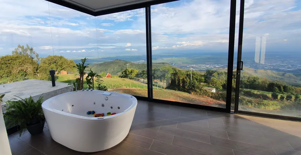 Looking out over scenery from smart home
