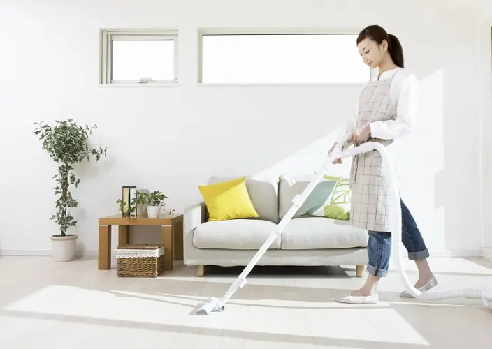 Lady cleaning a tidy home