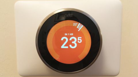 Nest thermostat showing temperature