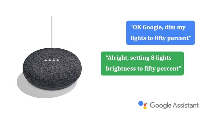 Google home mini with example prompts