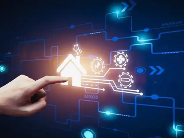 hand pressing smart home panel