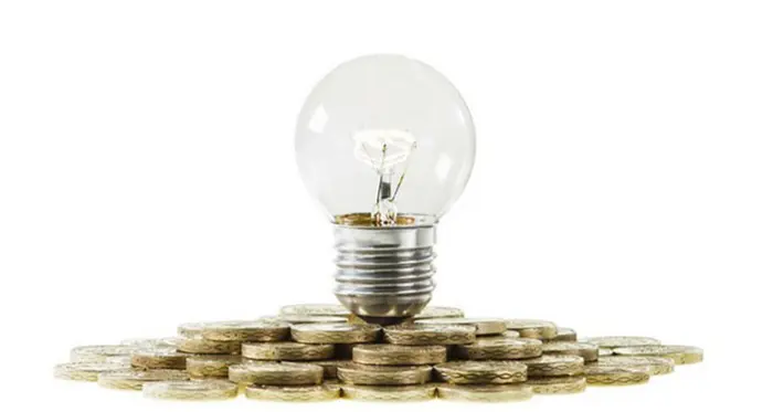 Lightbulb on top of money