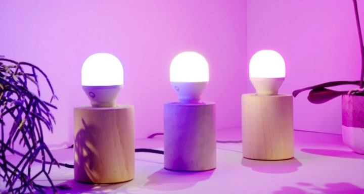 Lifx bulbs in small wooden cylinders