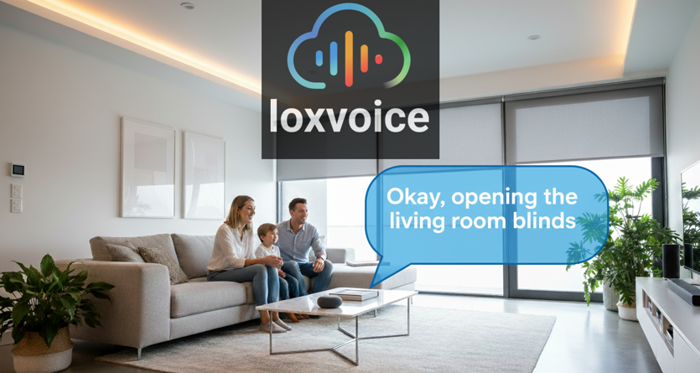 family using voice control with Alexa and Google Assistant for Loxone smart home