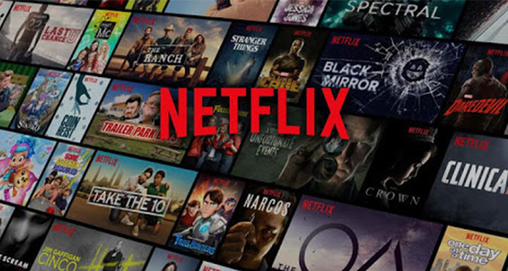 Netflix logo with titles behind