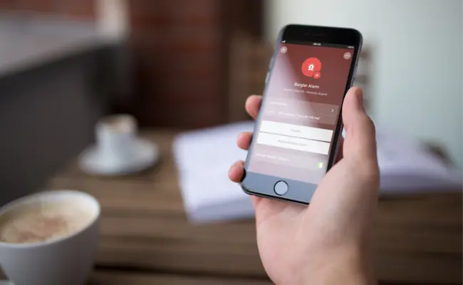 Phone showing loxone app burglar alarm